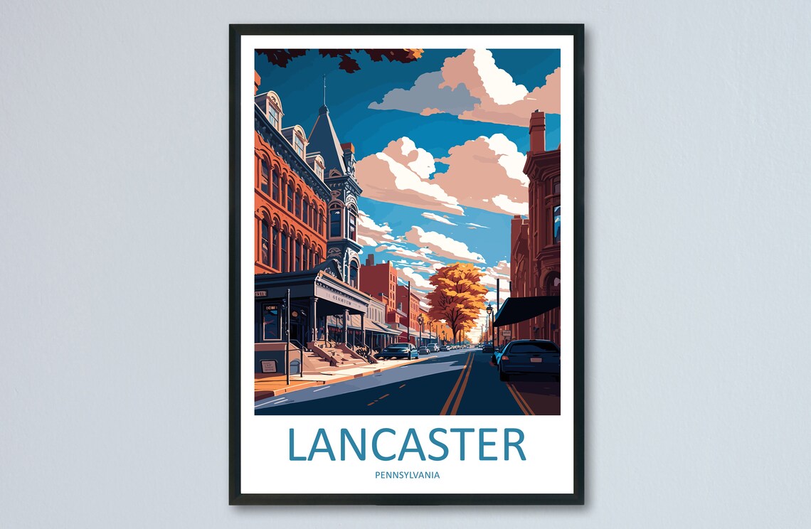 Lancaster County Travel Poster, Pennsylvania Home Decor