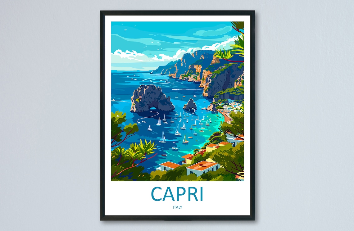 Capri Travel Poster, Italy Place Art Print