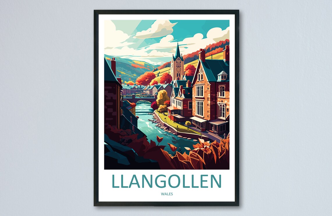 Llangollen Travel Poster, Wales Wall Art