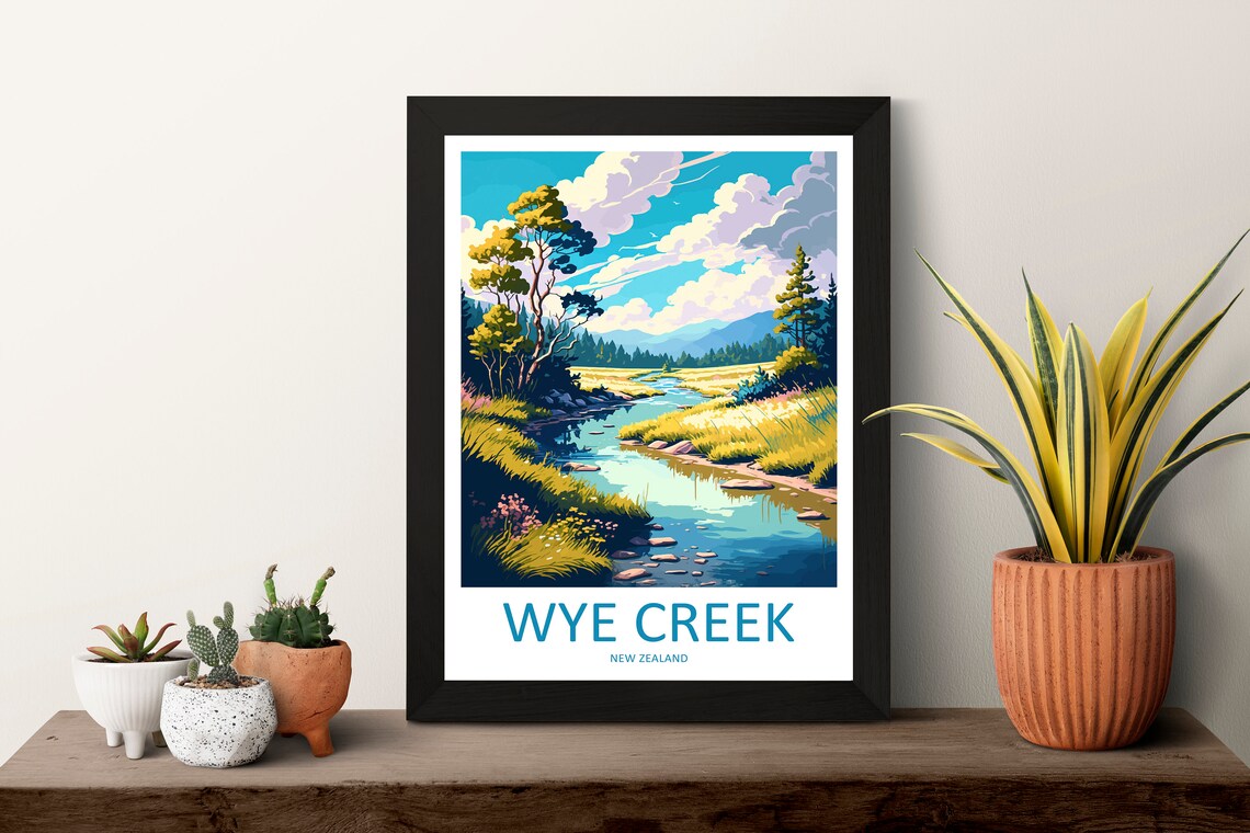 Wye Creek New Zealand Alpine Stream Through Golden Meadow Poster - Image 3