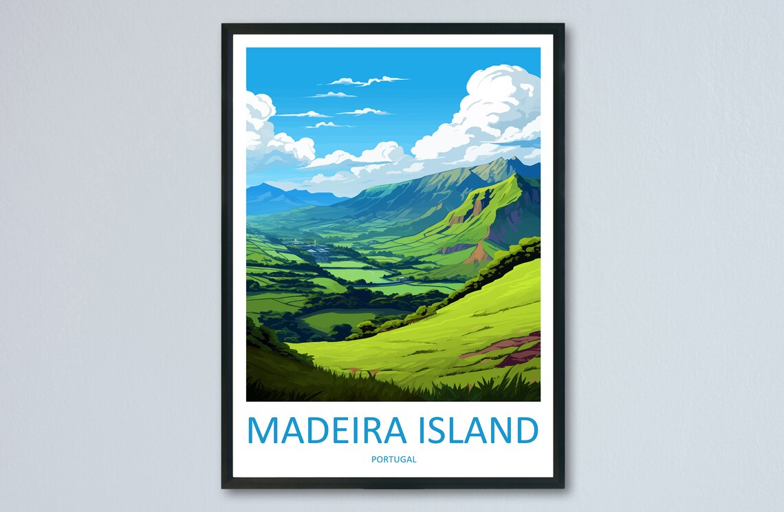 Madeira Island Portugal Green Valleys Mountains Scenic Travel Poster