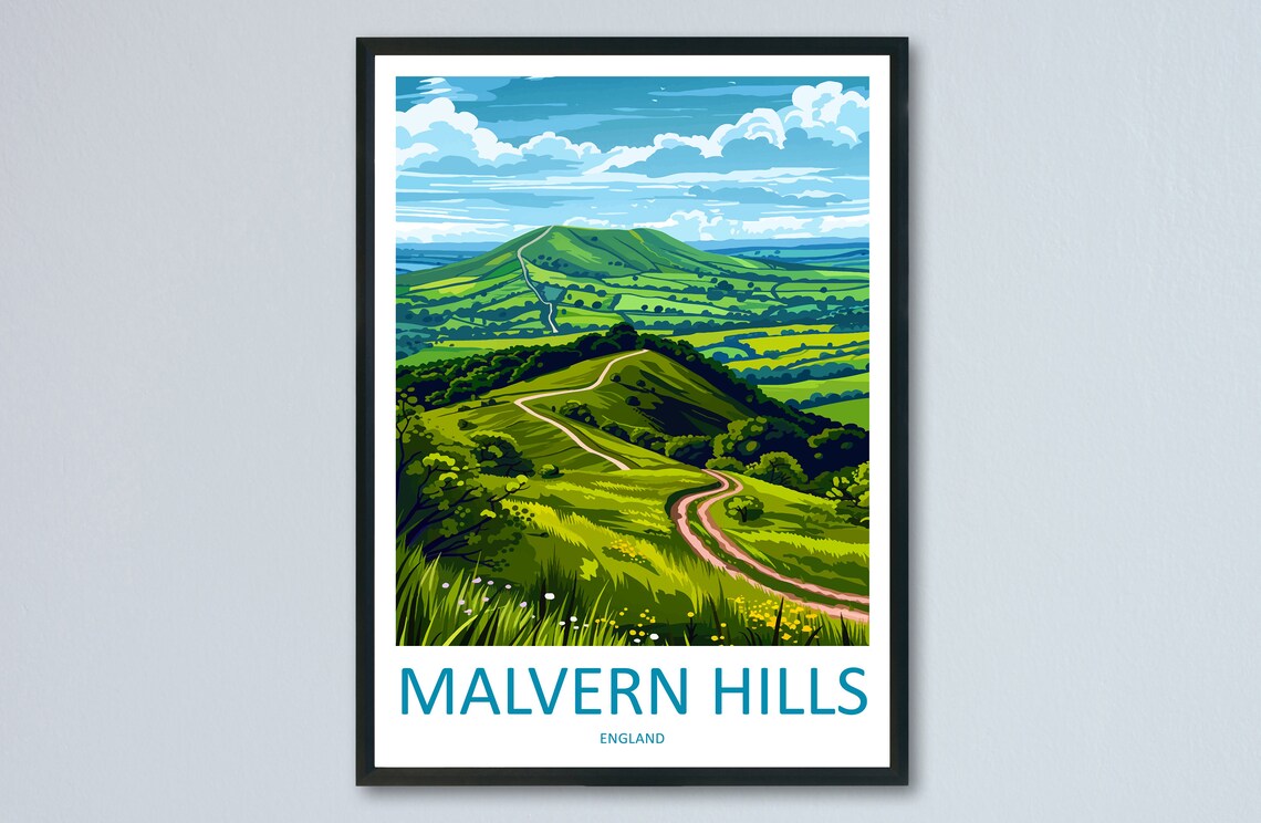 Malvern Hills England Rolling Green Countryside Walking Trail Poster