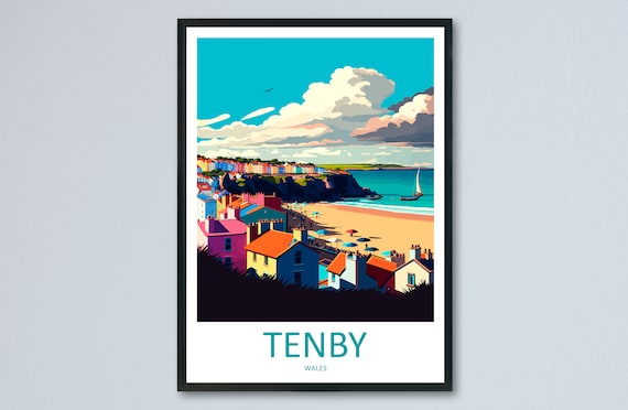 Tenby Wales Seascape Art Print, Travel Poster