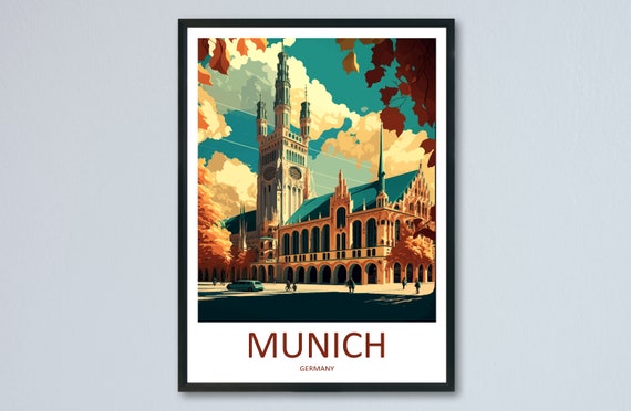 Munich Travel Poster, Germany Place Print