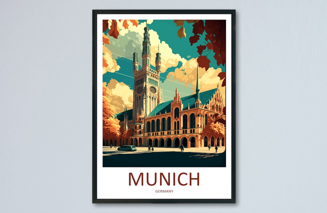 Munich Travel Poster, Germany Place Print