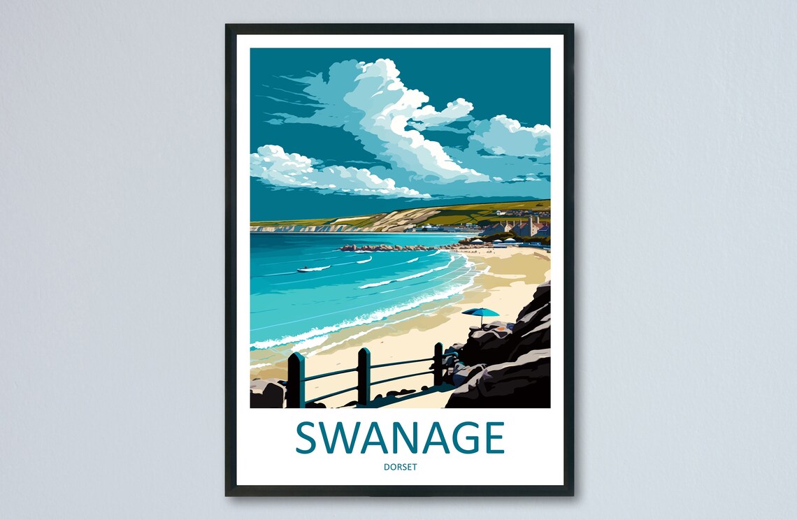 Swanage Travel Poster, England Place Print