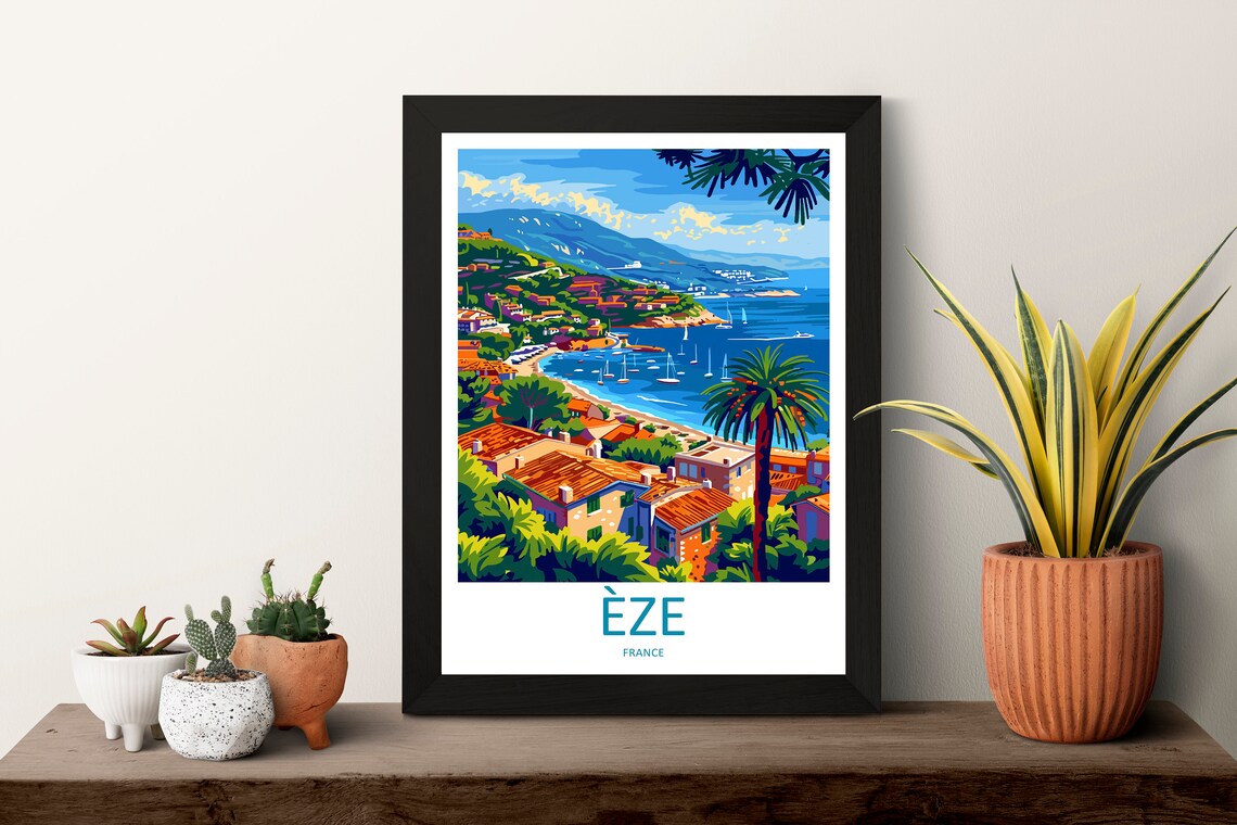 Eze France French Riviera Coastal Bay Scenic Summer Travel Poster - Image 3