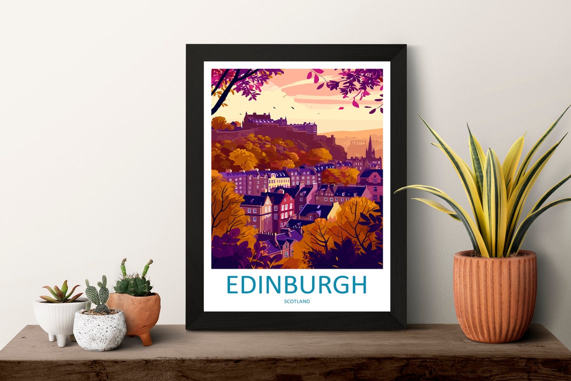 Edinburgh Sunset Castle Over The Old Town In Purple Light Poster - Image 3