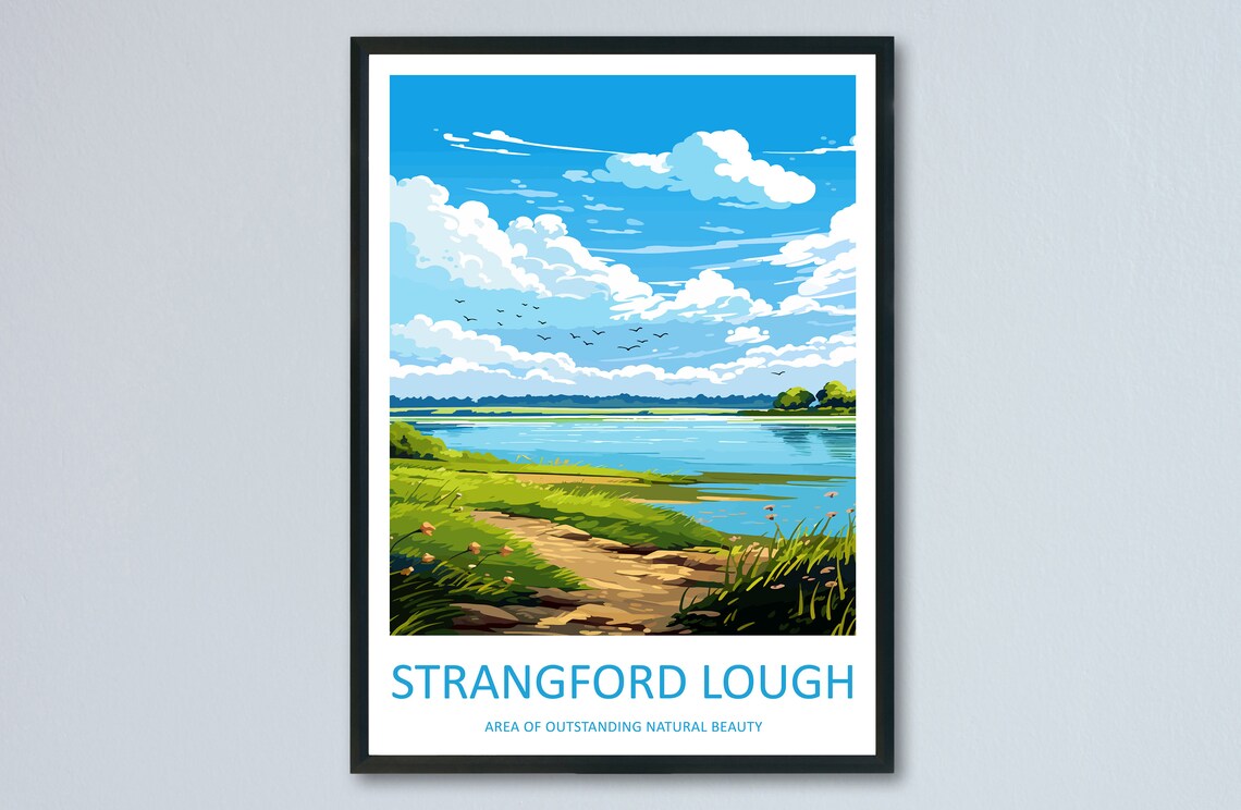 Strangford Lough Travel Poster, AONB Wall Print
