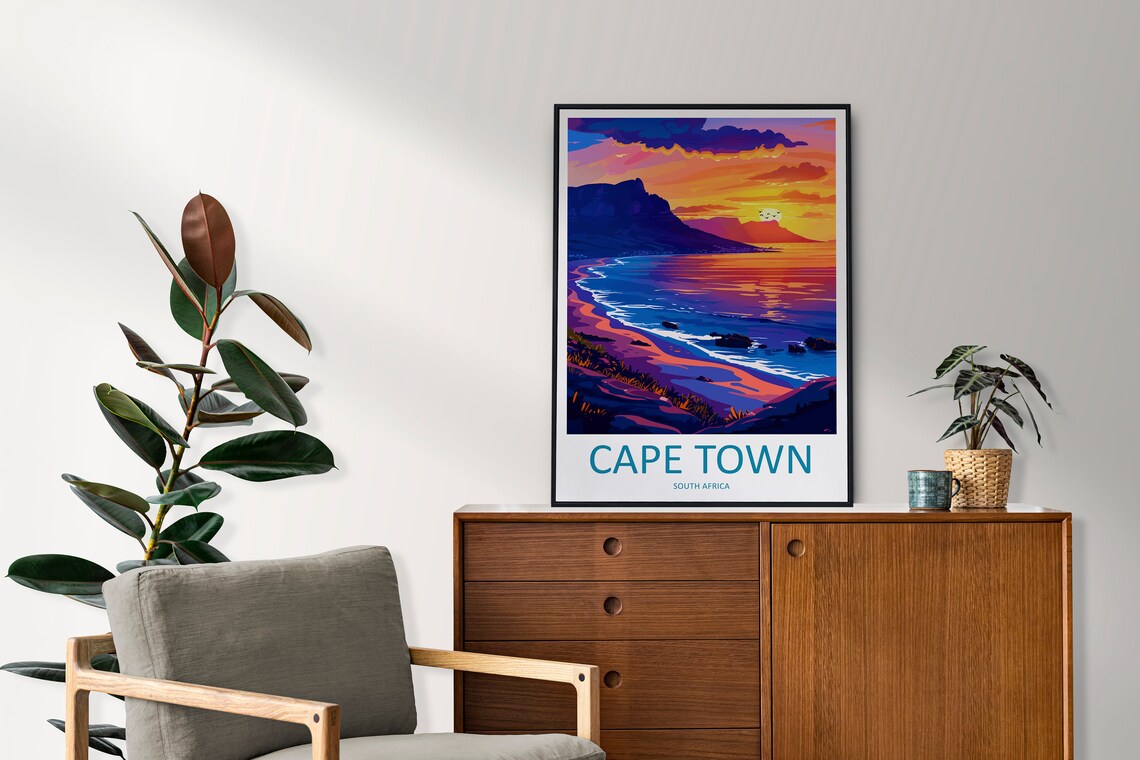 Cape Town South Africa Sunset Beach Minimalist Travel Poster Art - Image 2