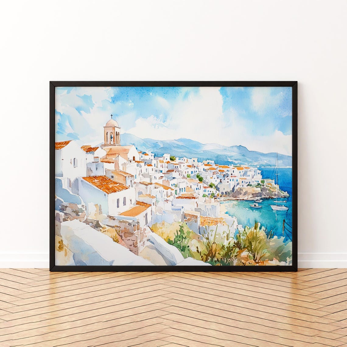 Naxos Watercolor Poster Wall Art Hanging Home Dcor Gift Lovers Greece