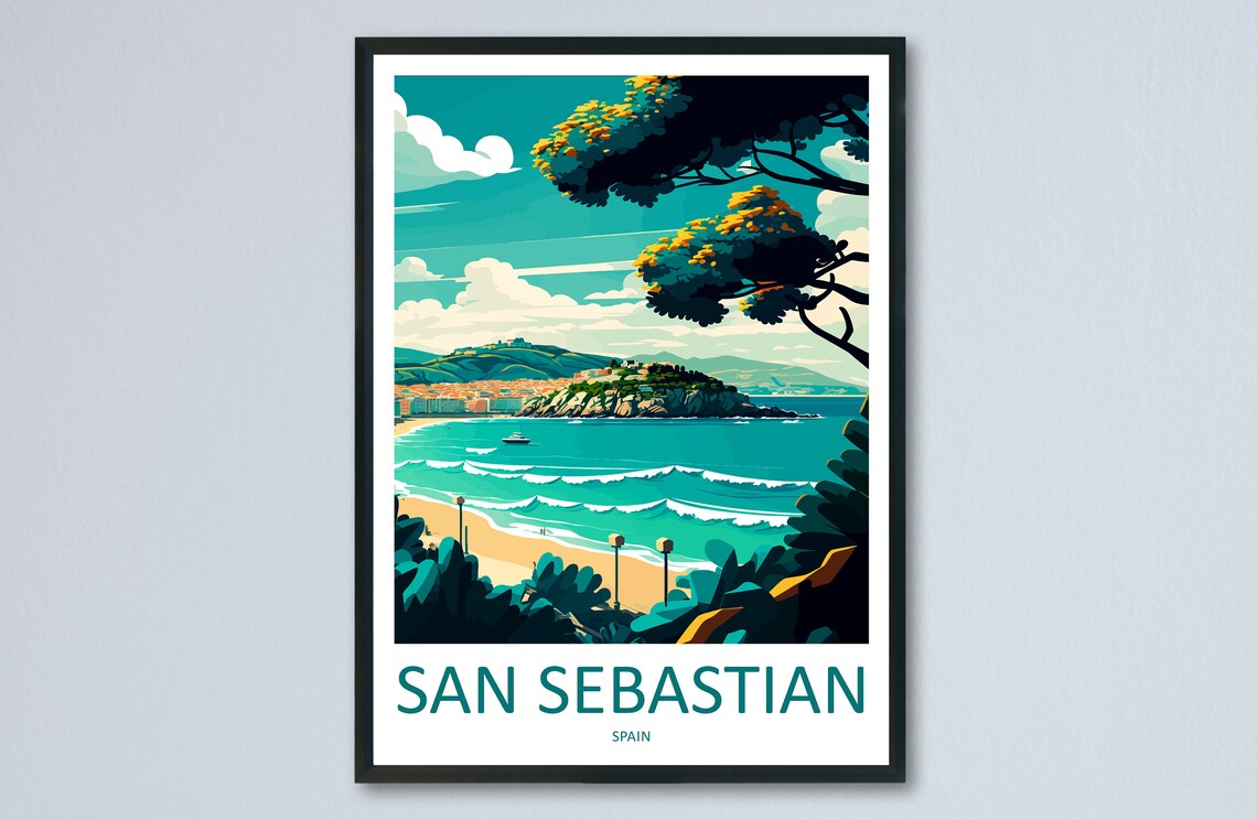 San Sebastian Travel Poster, Spain Wall Decor