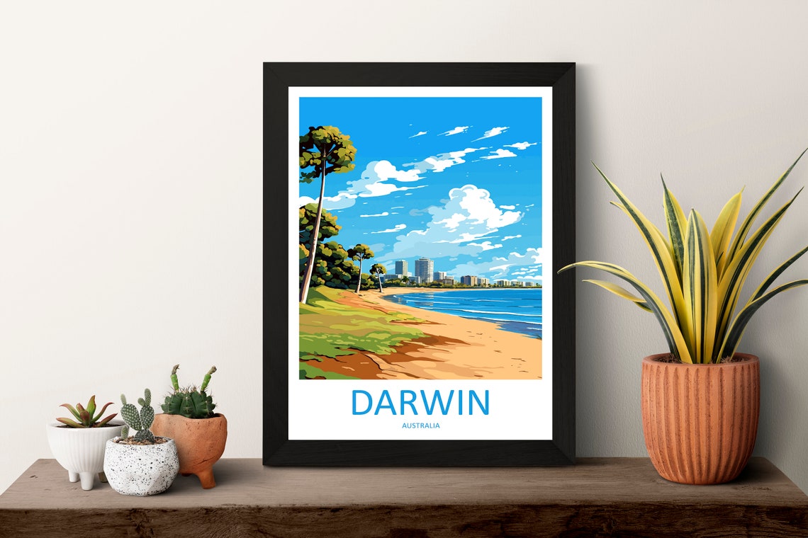 Darwin Australia Tropical Beachfront City Skyline Travel Poster - Image 3