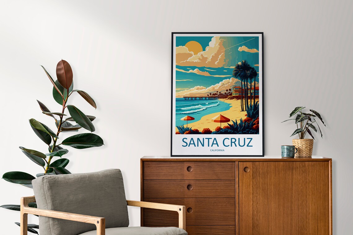 Santa Cruz Travel Poster, California Wall Art - Image 2