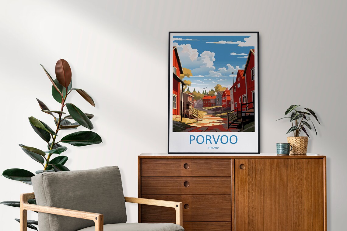 Porvoo Travel Print Wall Art Porvoo Wall Hanging Home Decor Porvoo Gift Art Lovers Wall Art Print Art Finland Wall Print - Image 2