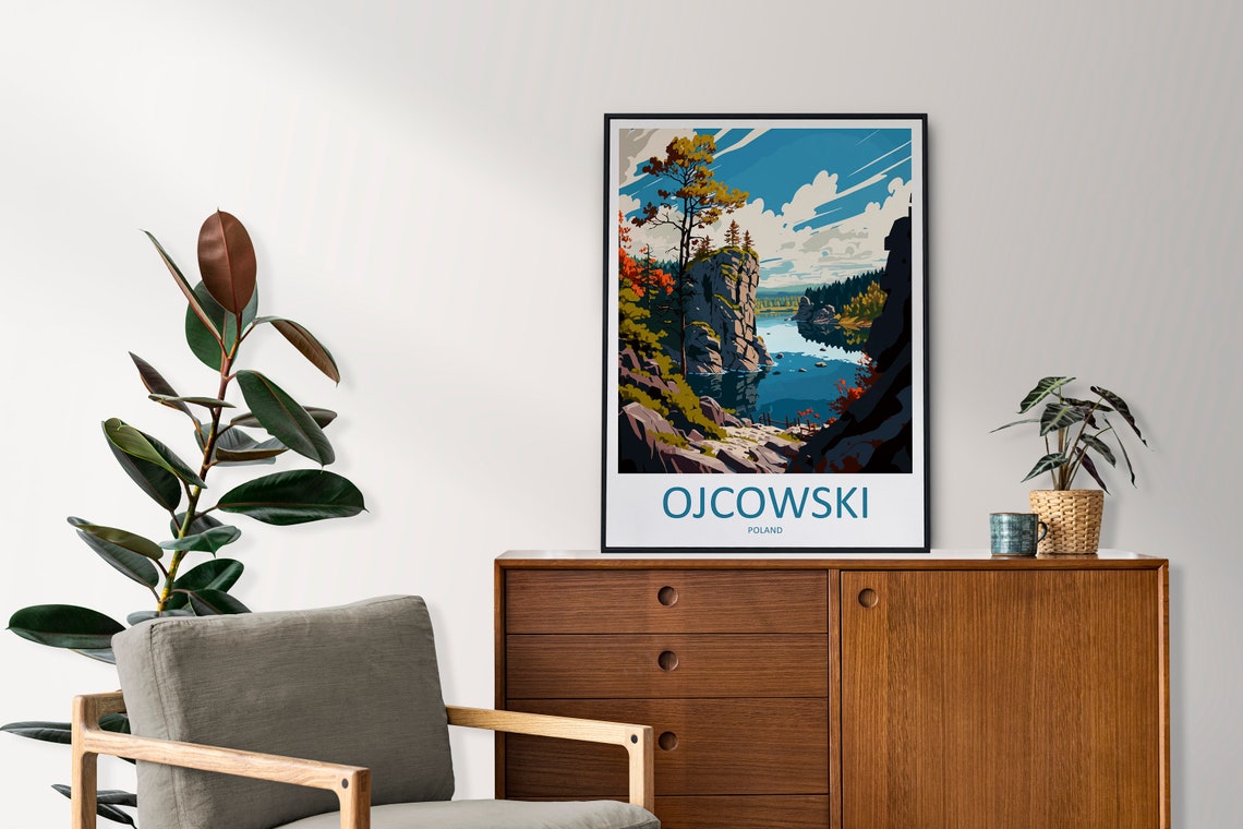 Ojcowski Poland Rocky River Gorge Autumn Forest Travel Poster - Image 2