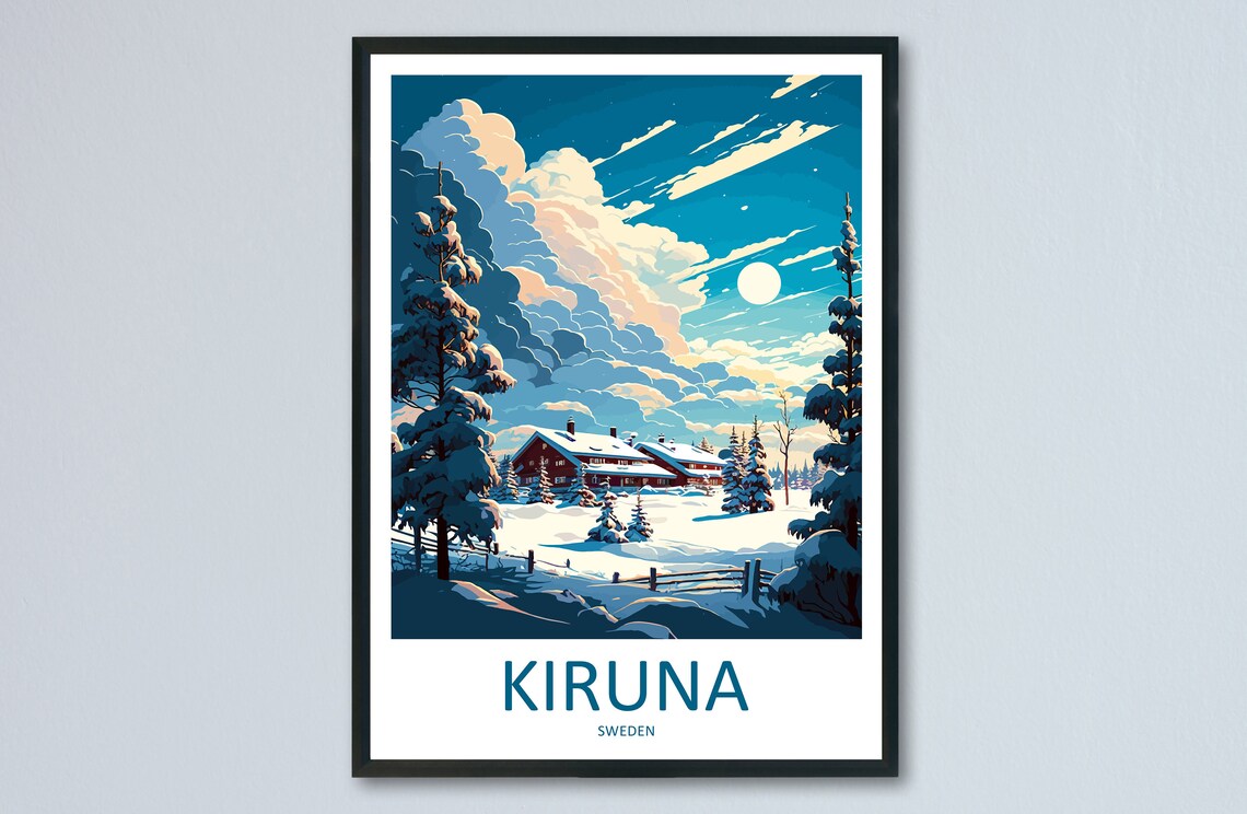 Kiruna Travel Poster, Sweden Place Wall Art