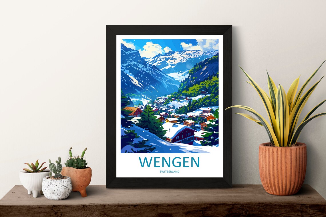 Wengen Travel Poster, Switzerland Travel Art - Image 3