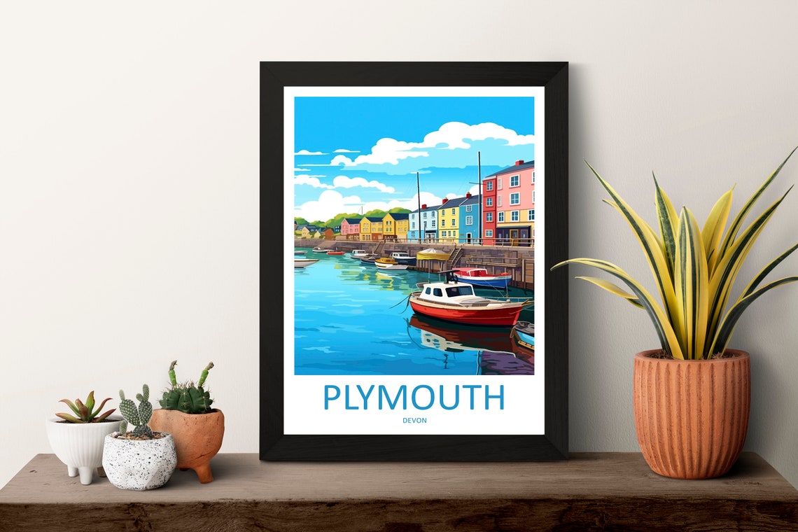 Plymouth England Gift Art Lovers Poster - Image 3