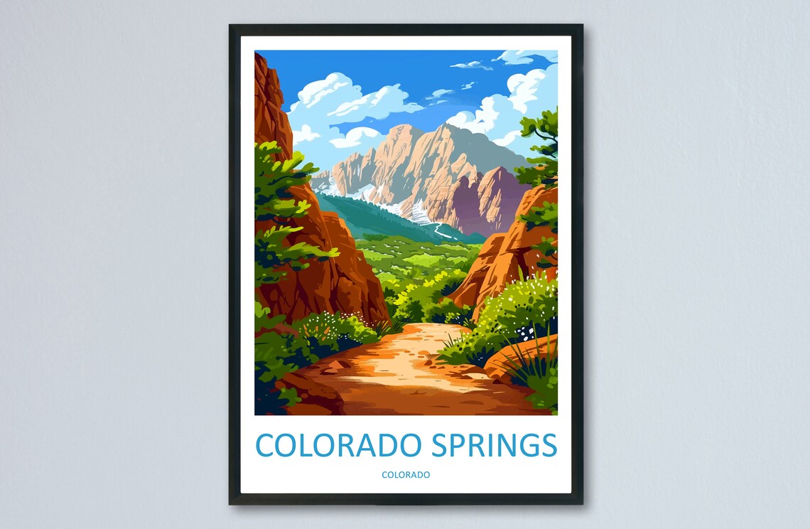 Colorado Springs Red Rock Canyon Trail Scenic Mountain Travel Poster