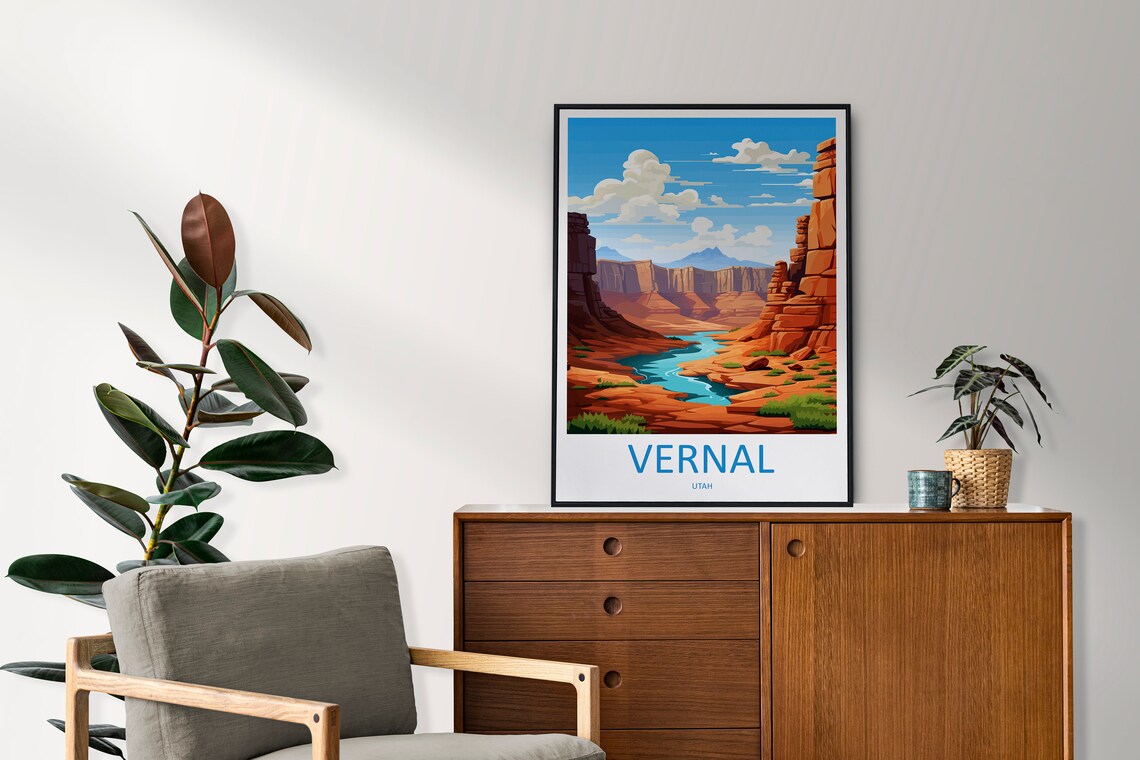 Vernal Utah Red Rock Canyon Winding River Desert Landscape Poster - Image 2