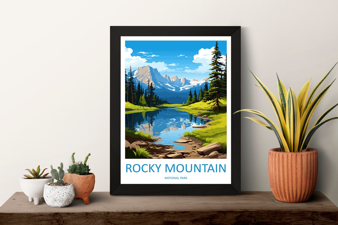 Rocky Mountain National Park Alpine Lake Vintage Travel Poster - Image 3