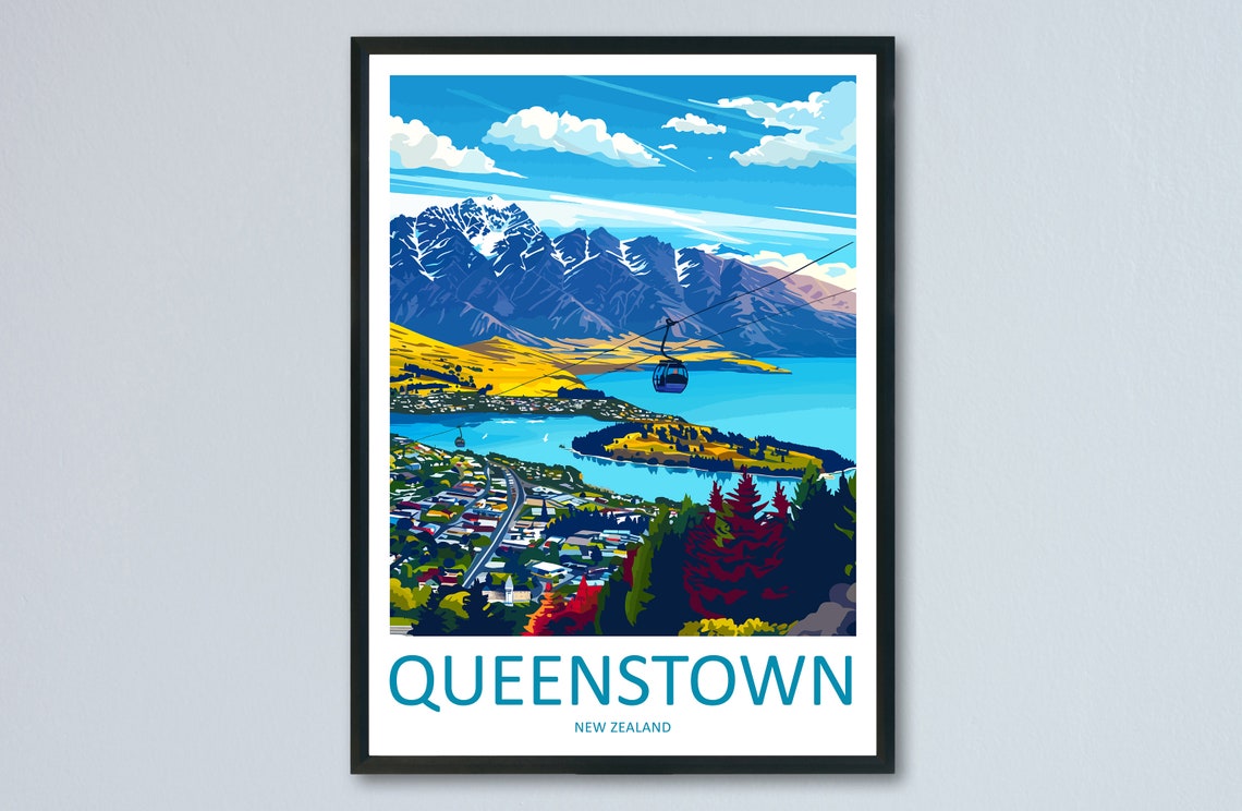 Queenstown Travel Print Wall Art Queenstown Wall Hanging Home Dcor Queenstown Gift Art Lovers New Zealand Art Lover Gift Print Queenstown