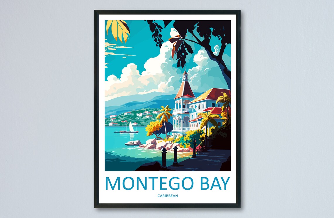 Montego Bay Travel Poster, Caribbean Travel Print