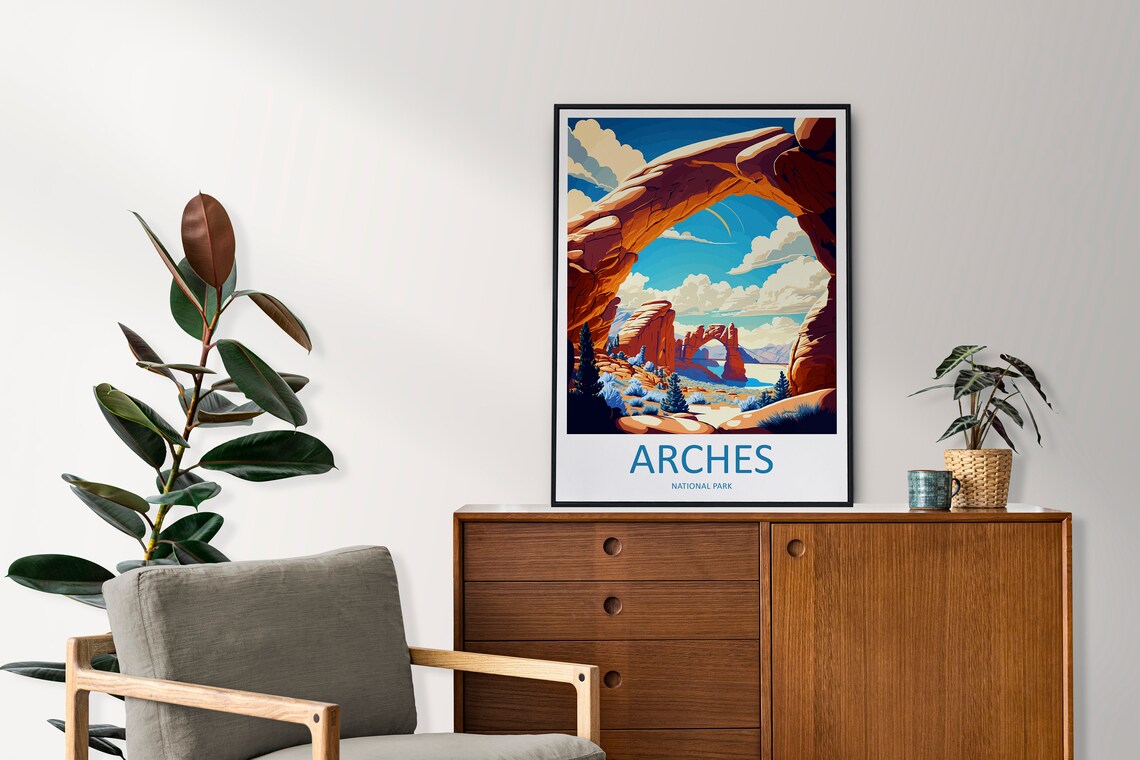 Arches National Park Red Rock Arch Desert Landscape Travel Poster - Image 2