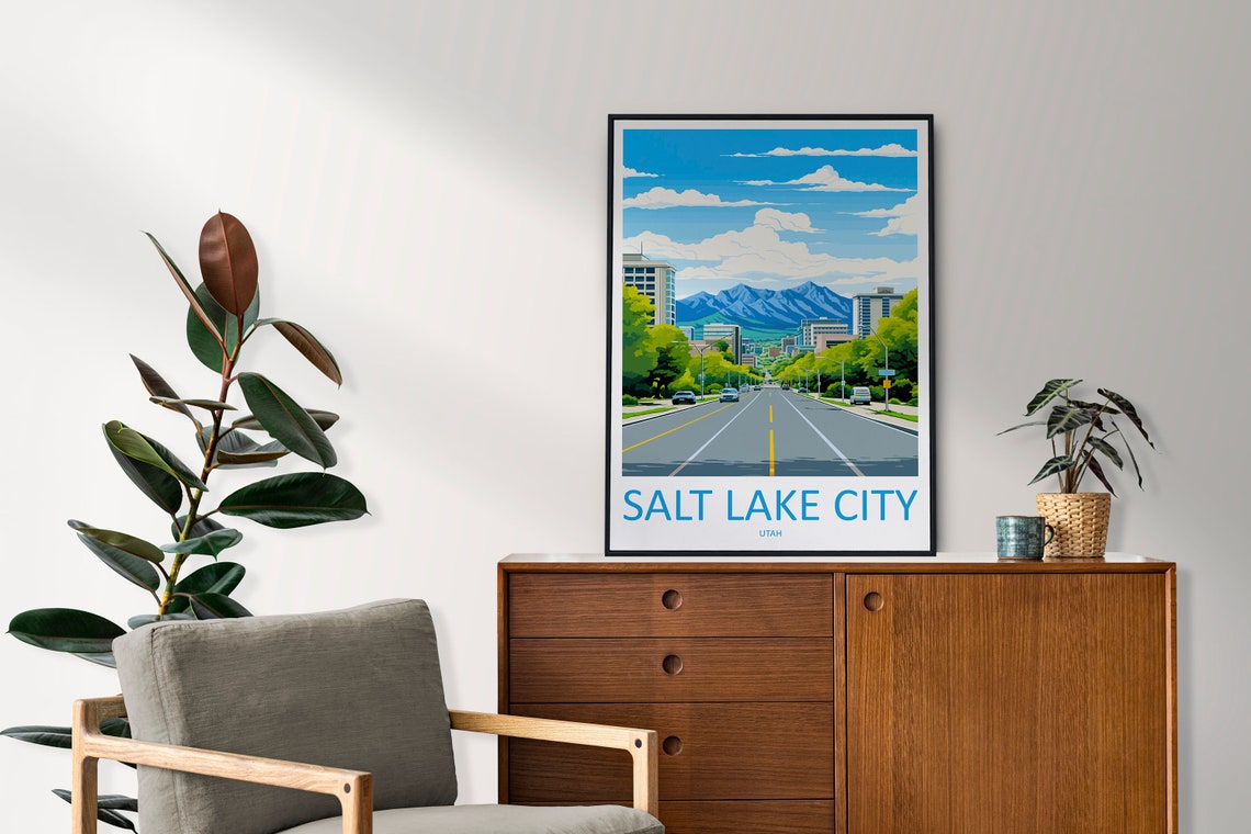 Salt Lake City Travel Print Wall Art Salt Lake City Wall Hanging Home Dcor Salt Lake City Gift Art Lovers Utah Art Lover Gift Travel Poster - Image 2