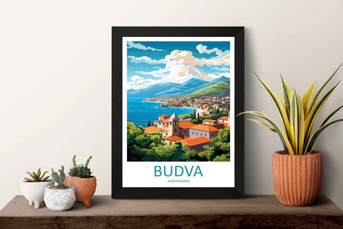 Budva Montenegro Coastal Old Town With Terracotta Rooftops Poster - Image 3