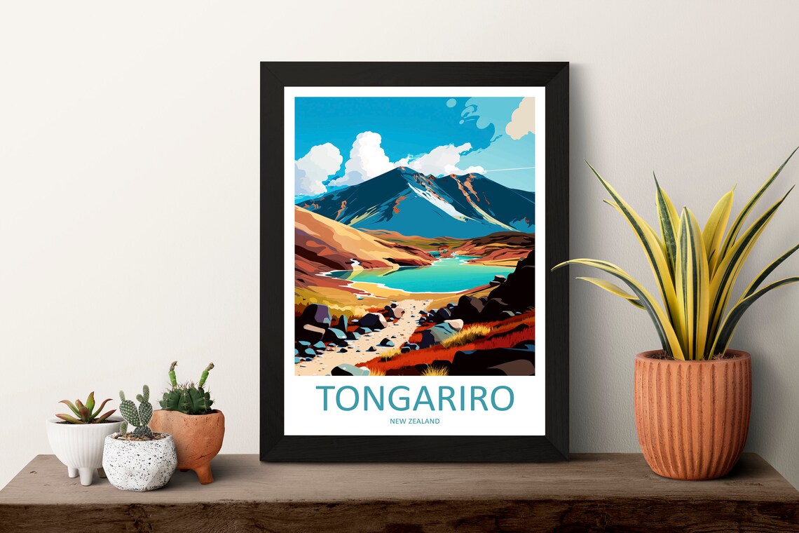 Tongariro Travel Poster, New Zealand Wall Art - Image 3