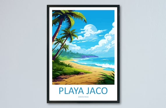Playa Jaco Costa Rica Palm Beach Tropical Shoreline Travel Art Poster