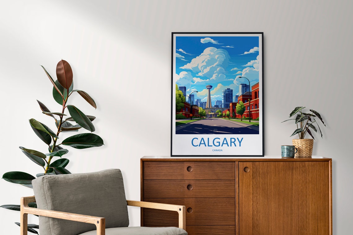 Calgary Canada Downtown Street Calgary Tower Skyline Travel Poster - Image 2