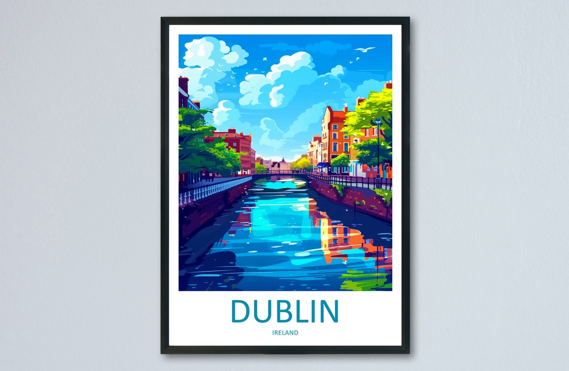 Dublin Ireland River View with Historic Brick Buildings Poster