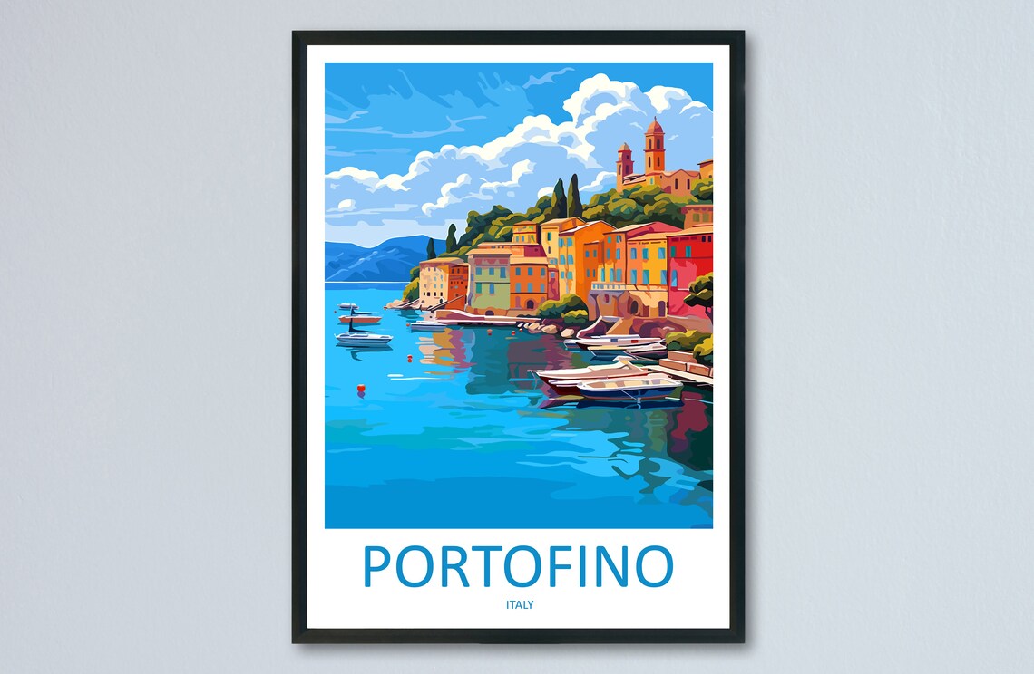 Portofino Travel Poster, Italy Wall Decor