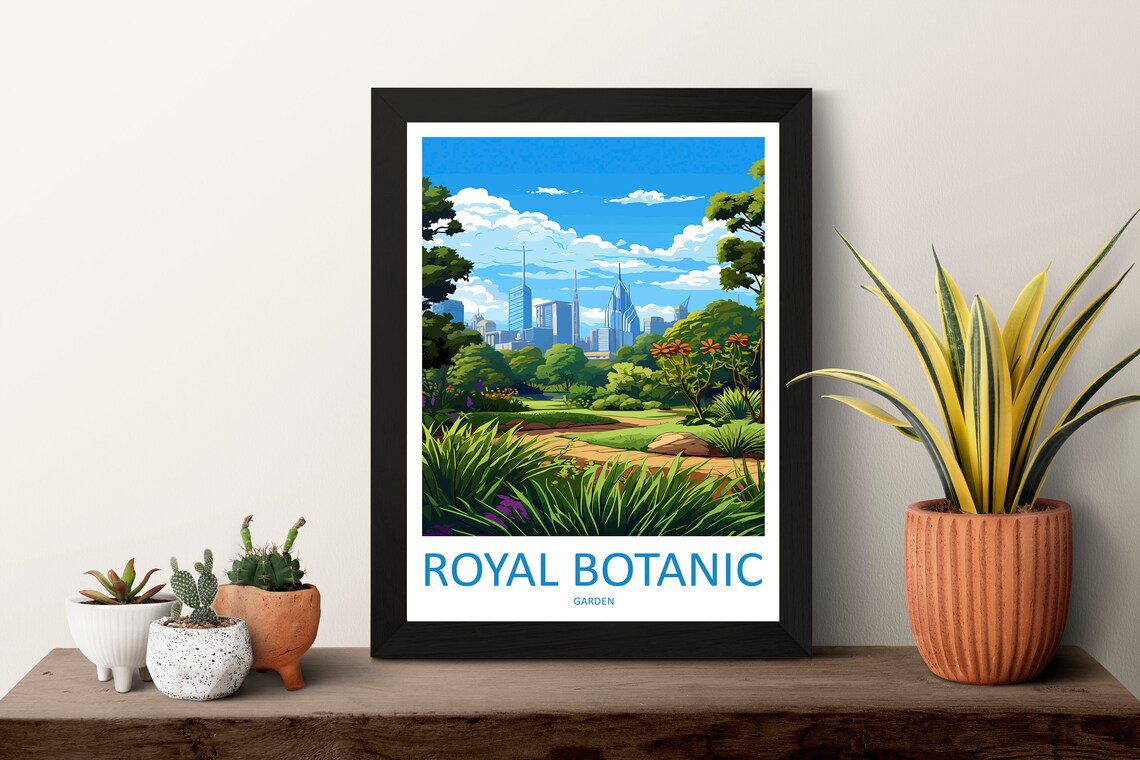 Royal Botanic Garden Lush Greenery Skyline Vintage Travel Poster - Image 3