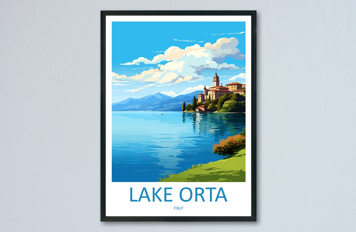 Lake Orta San Giulio Church Lakeside Italy Travel Art Poster