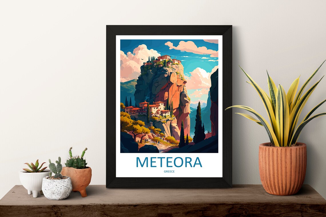 Meteora Greece Travel Poster, Wall Art Print - Image 3
