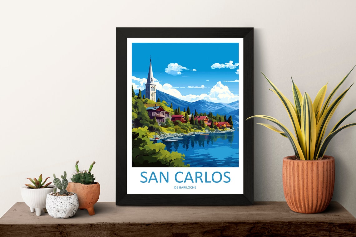 San Carlos de Bariloche Lakeside Town Mountain View Travel Poster - Image 3