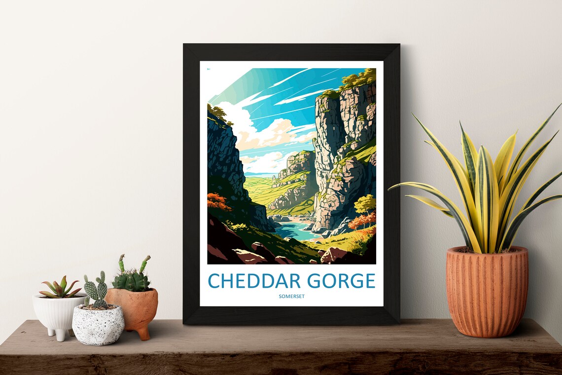 Cheddar Gorge Travel Poster, England Landmark - Image 3