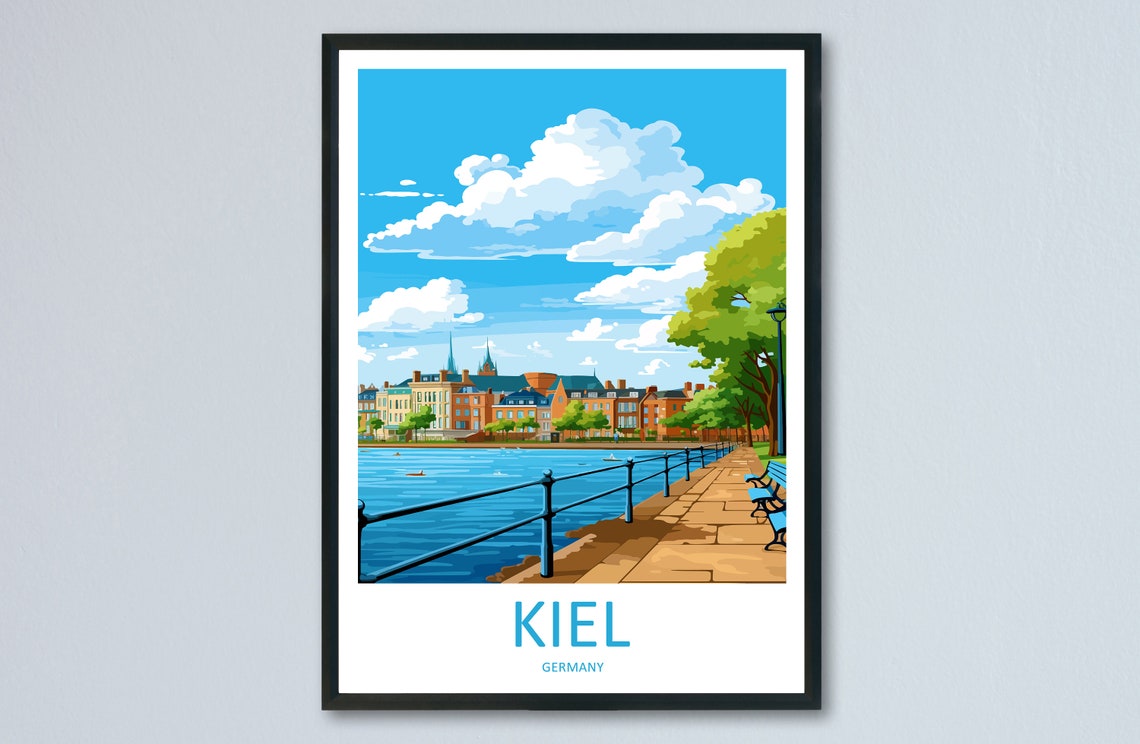 Kiel Germany Waterfront Promenade Harbor Skyline View Poster