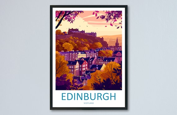 Edinburgh Sunset Castle Over The Old Town In Purple Light Poster