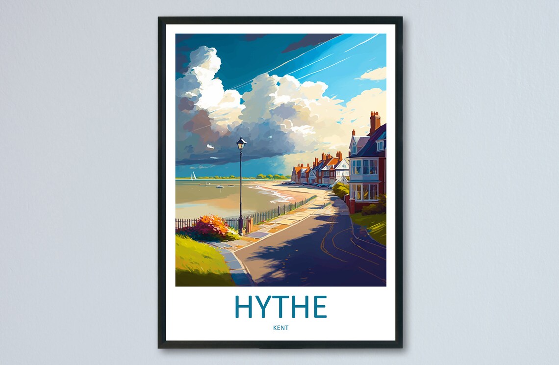 Hythe Kent Seaside Promenade Harbor Walk Coastal England Travel Poster