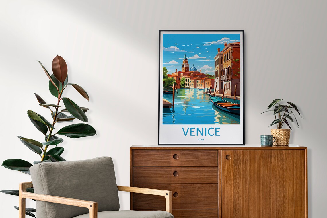 Venice Italy Grand Canal Gondola Bell Tower Daytime Travel Poster - Image 2