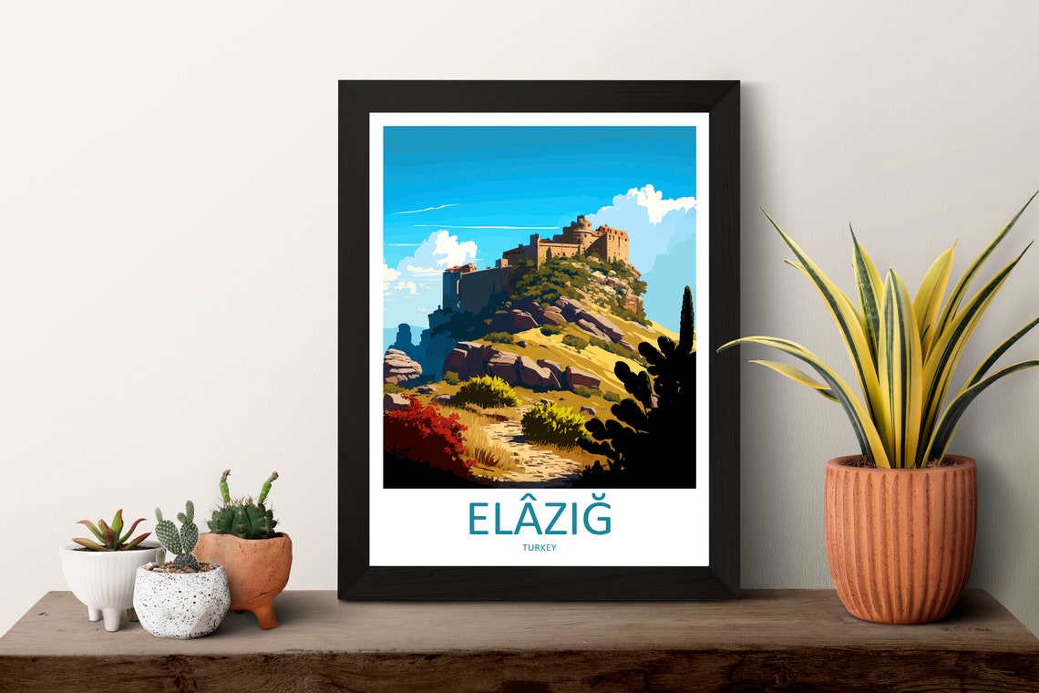 Elazig Turkey Historic Harput Castle On Rocky Hill Travel Poster - Image 3