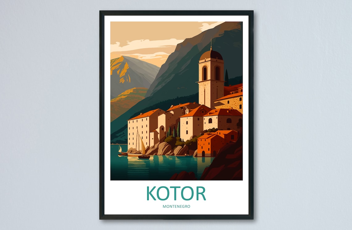 Kotor Travel Poster, Montenegro Place Print