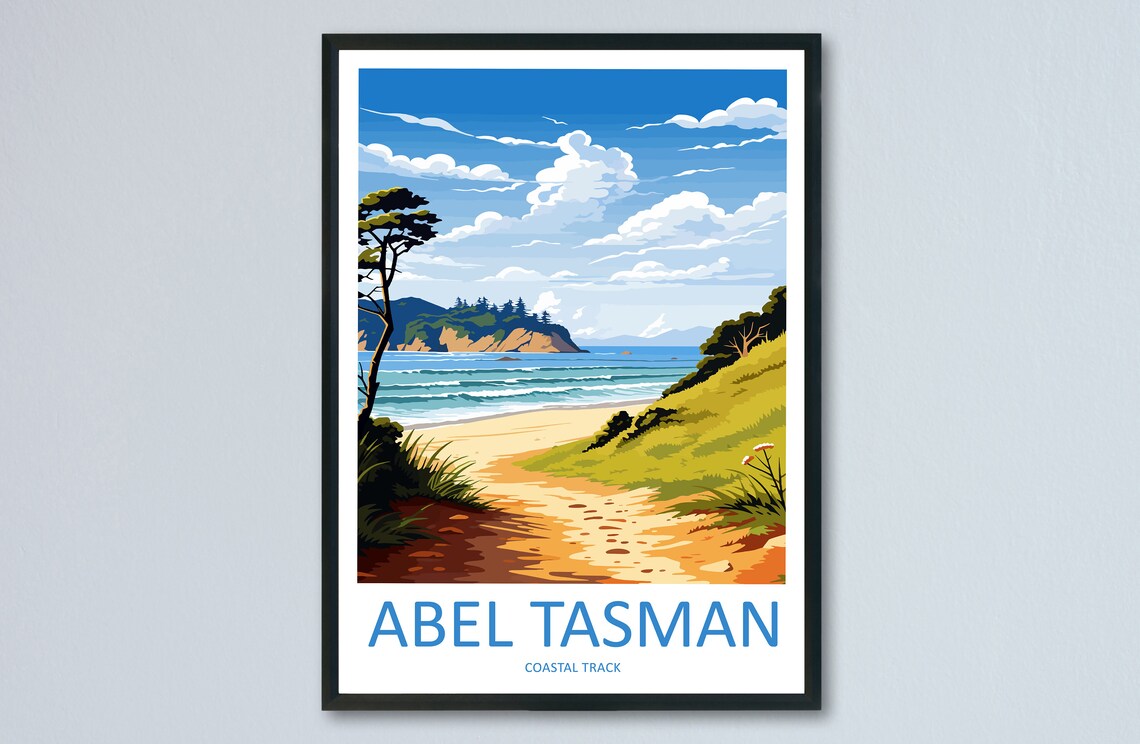 Abel Tasman Coastal Track Beach Trail New Zealand Coast Travel Poster
