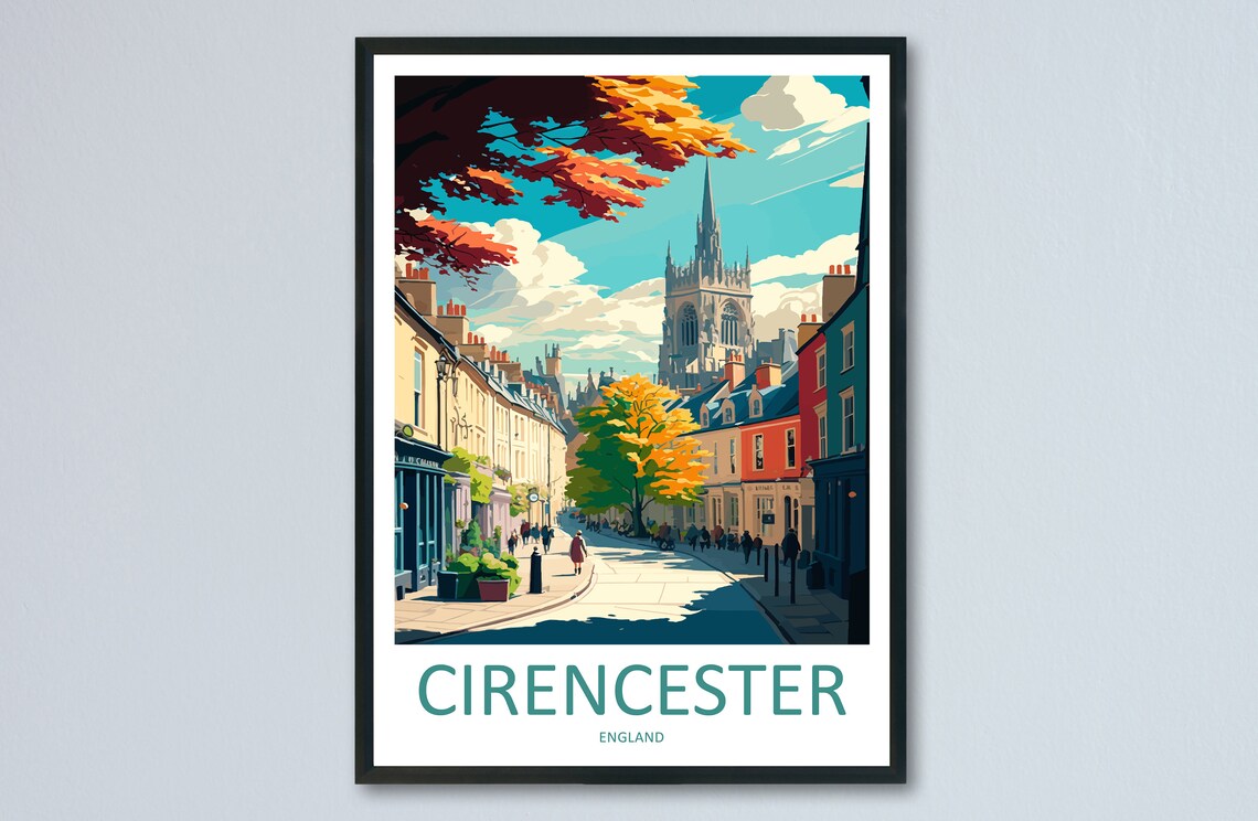 Cirencester Travel Poster, England Wall Art Print