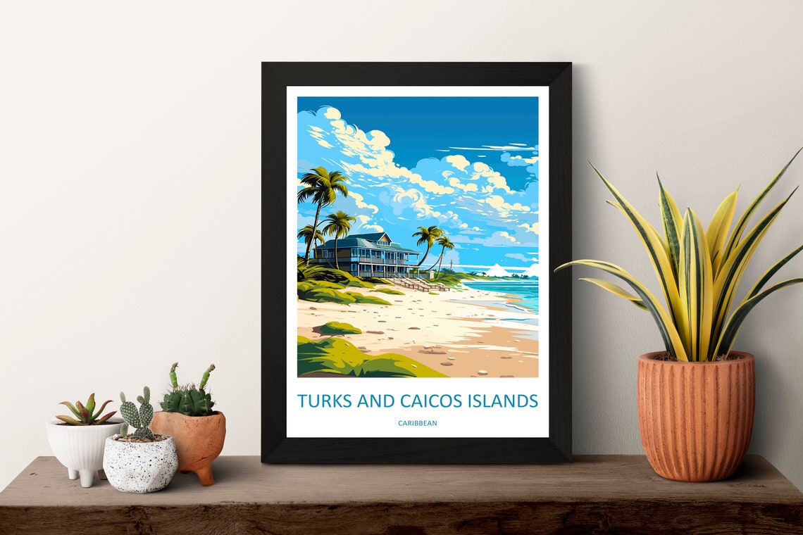 Turks And Caicos Islands Palm Beach Villa Tropical Caribbean Poster - Image 3